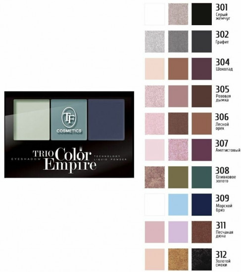Палетка теней для век «Trio Color Empire», оттенок 312 Золотой смоки