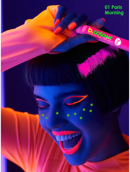 Тушь для ресниц и волос светящаяся «B.Colour Hair mascara UVglow», оттенок 01 Paris Morning розовый