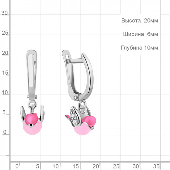 Серьги из серебра с фианитами