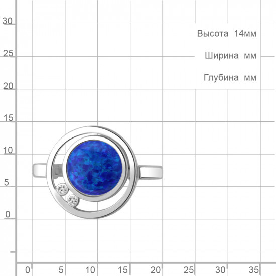 Кольцо из серебра с опалом и фианитами