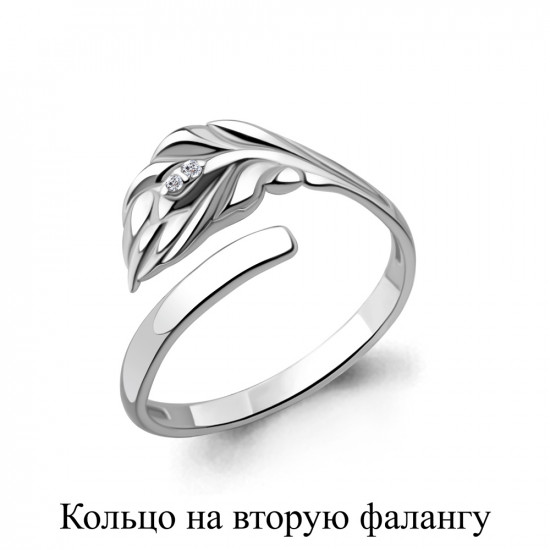 Кольцо на вторую фалангу из серебра с фианитами