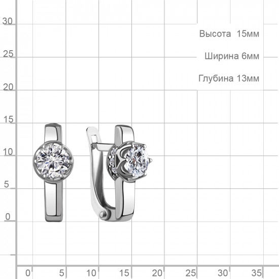 Серьги из серебра с фианитами