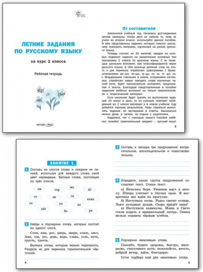 Летние задания по русскому языку за курс 2 класса. Рабочая тетрадь. ФГОС