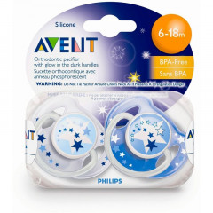Соска-пустышка ночная (6-18 мес, 2 шт.) - Фото 1