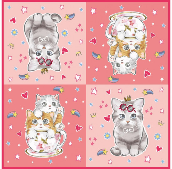 Салфетки бумажные «Котики на розовом»