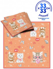 Салфетки бумажные «Котики на персиковом» - Фото 2