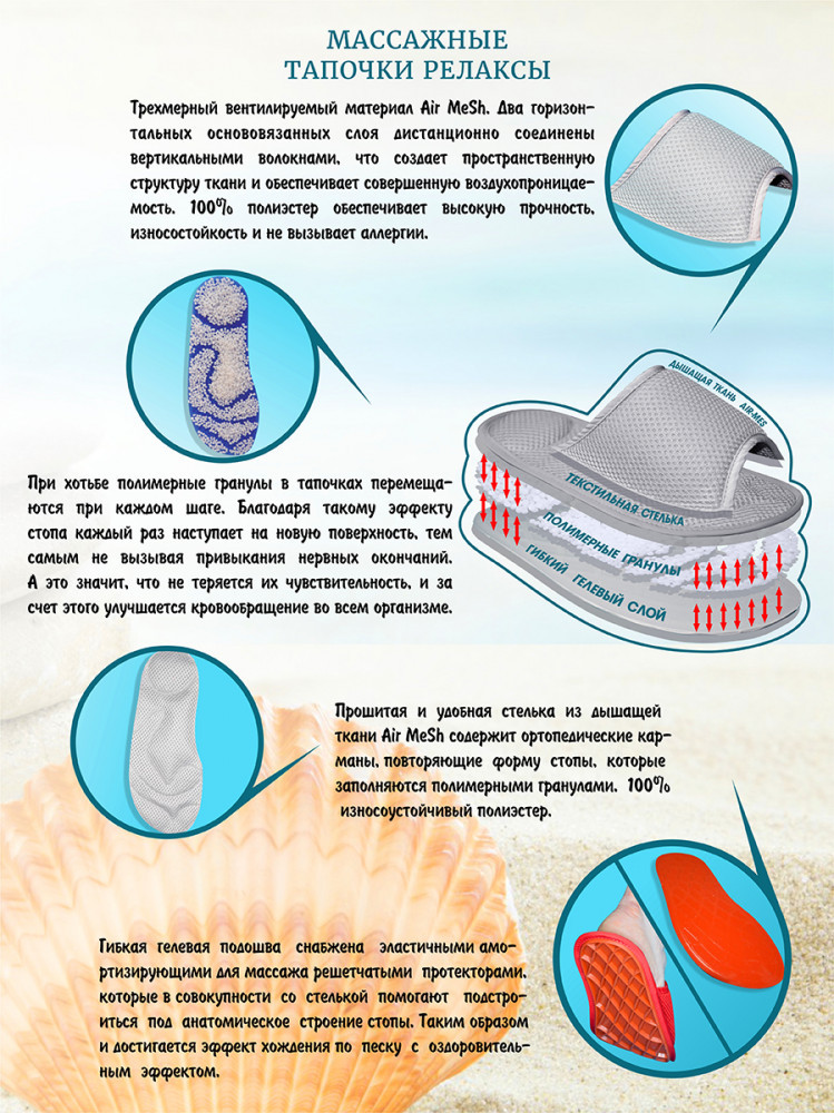 Ортопедические домашние массажные гобеленовые тапочки | Релаксы | Фото 4
