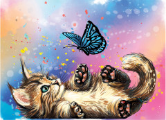 Пазл «Котенок и бабочка» - Фото 1