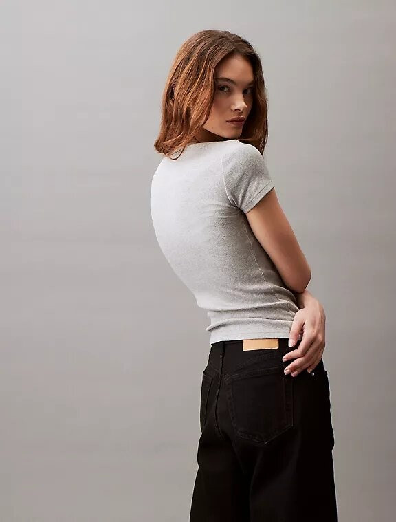 Футболка женская «Cotton Contour Rib» | Calvin Klein | Фото 3
