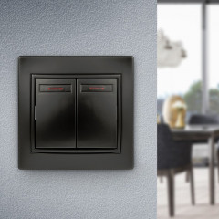 Выключатель двухклавишный с подсветкой - Фото 2