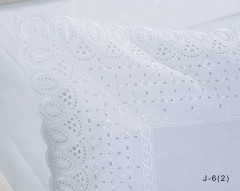 Комплект постельного белья (евро, поплин с кружевом, 2 наволочки 50х70) - Фото 1