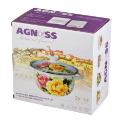 Кастрюля эмалированная со стеклянной крышкой - Фото 1