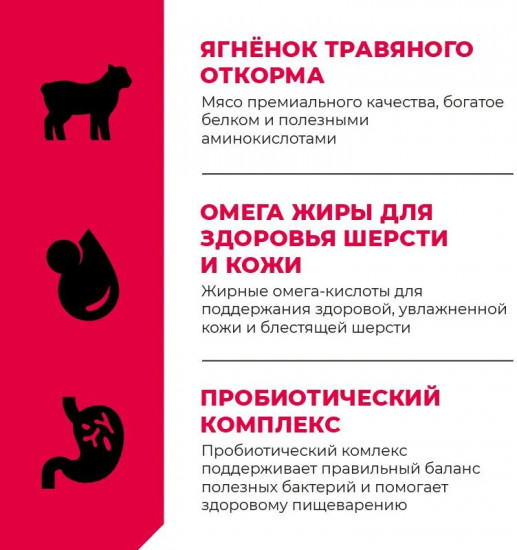 Корм для щенков и собак с ягненком, фруктами и овощами