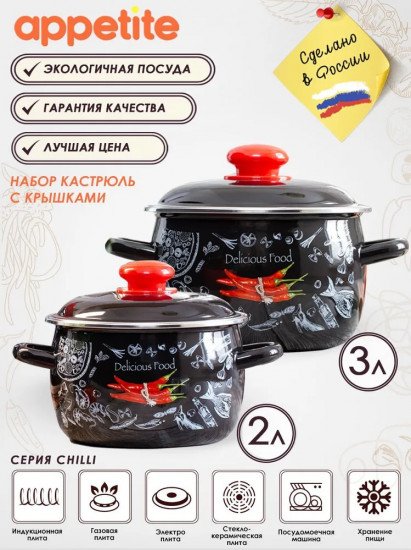 Набор кастрюль с крышками «Chilli»