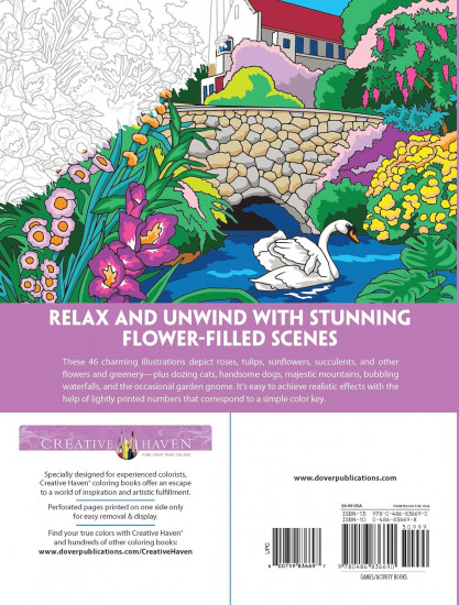 Creative Haven Glorious Gardens Color by Number Coloring Book