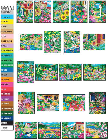 Creative Haven Glorious Gardens Color by Number Coloring Book
