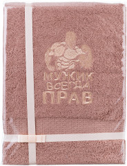 Полотенце банное «Мужик всегда прав» (св. коричневый, 70х140 см) - Фото 1