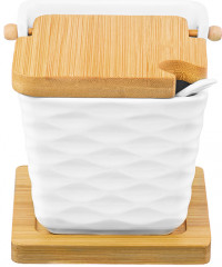 Банка для хранения с ложкой на деревянном подставке «Айсберг волны» - Фото 3