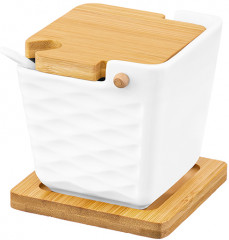 Банка для хранения с ложкой на деревянном подставке «Айсберг волны» - Фото 4