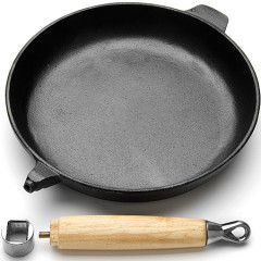 Сковорода чугунная со съемной деревянной ручкой - Фото 2