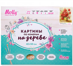 Набор для раскрашивания по номерам на дереве «Букет маков» (40×50 см) - Фото 1