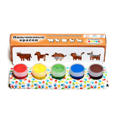 Пальчиковые краски с трафаретом «Домашние животные» (5 цветов) - Фото 1