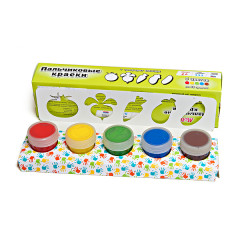 Пальчиковые краски с трафаретом «Овощи» (5 цветов) - Фото 1