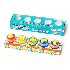 Пальчиковые краски со штампиками «Животный мир» (5 цветов) - Фото 1