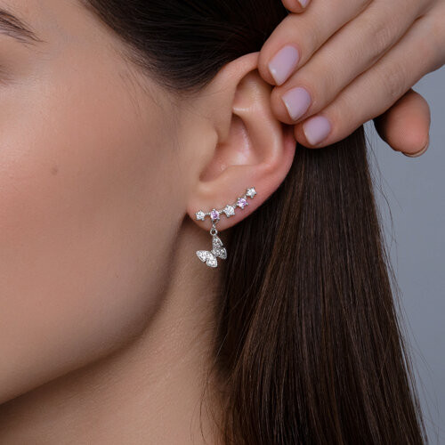 Серьги из серебра с фианитами