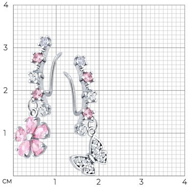 Серьги из серебра с фианитами