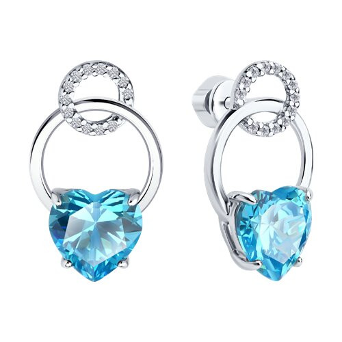 Серьги из серебра с фианитами