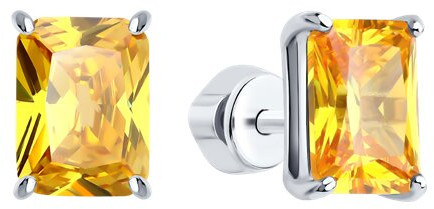 Серьги из серебра с фианитами