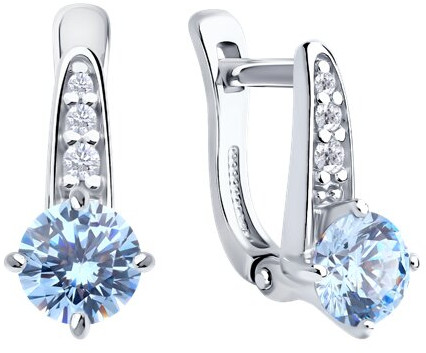 Серьги из серебра с фианитами