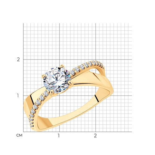 Кольцо из золоченого серебра с фианитами