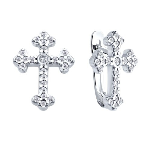Серьги из серебра с фианитами