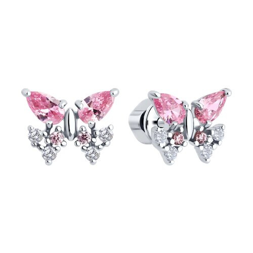 Серьги из серебра с фианитами
