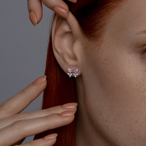 Серьги из серебра с фианитами