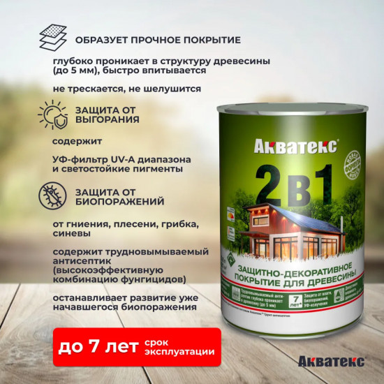 Пропитка для дерева защитно-декоративная 2 в 1, оттенок Сосна