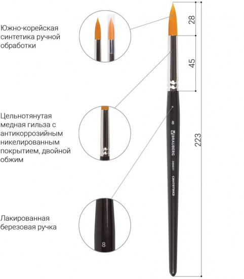 Кисть художественная №8