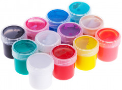 Краски акриловые (12 цветов, 20 мл, металлик, перламутр, флуор., блестки) - Фото 1