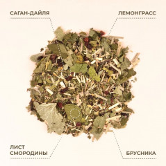 Травяной чай Саган-дайля с лемонграссом, листьями смородины и ягодами брусники - Фото 1