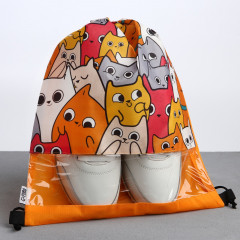 Мешок для обуви с прозрачным окном «Котики» - Фото 1