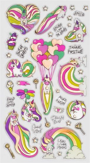 Наклейки гелевые «Rainbow unicorn»