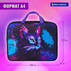 Папка-сумка на молнии «Neon cat» - Фото 4