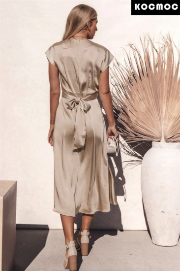 Атласное платье женское с ремешками