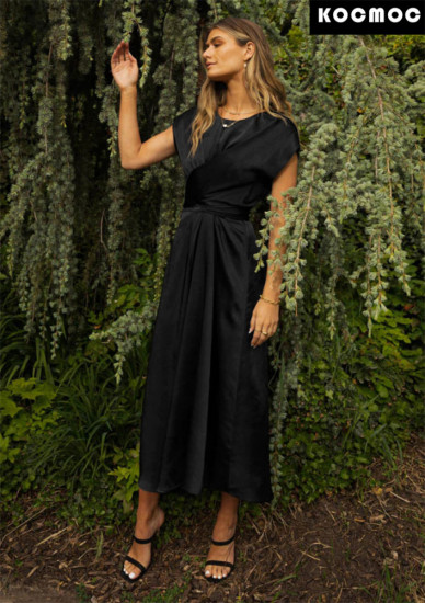 Атласное платье женское с ремешками