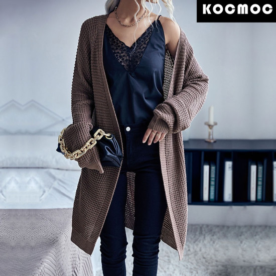 Однотонный длинный кардиган-свитер