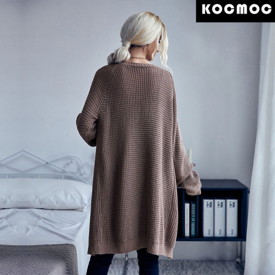 Однотонный длинный кардиган-свитер