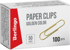 Скрепки канцелярские (золотистые, 50 мм, 100 шт.) - Фото 1