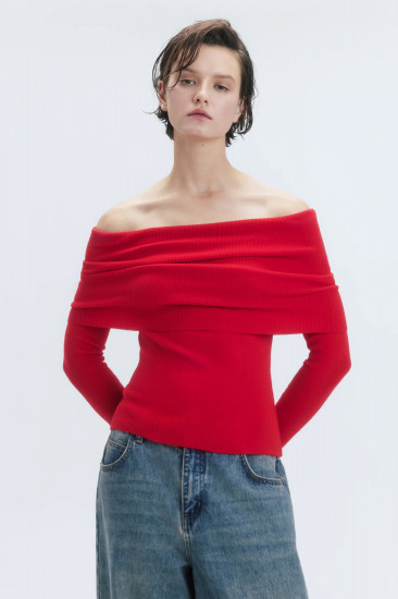 Джемпер off-shoulders тонкой вязки женский